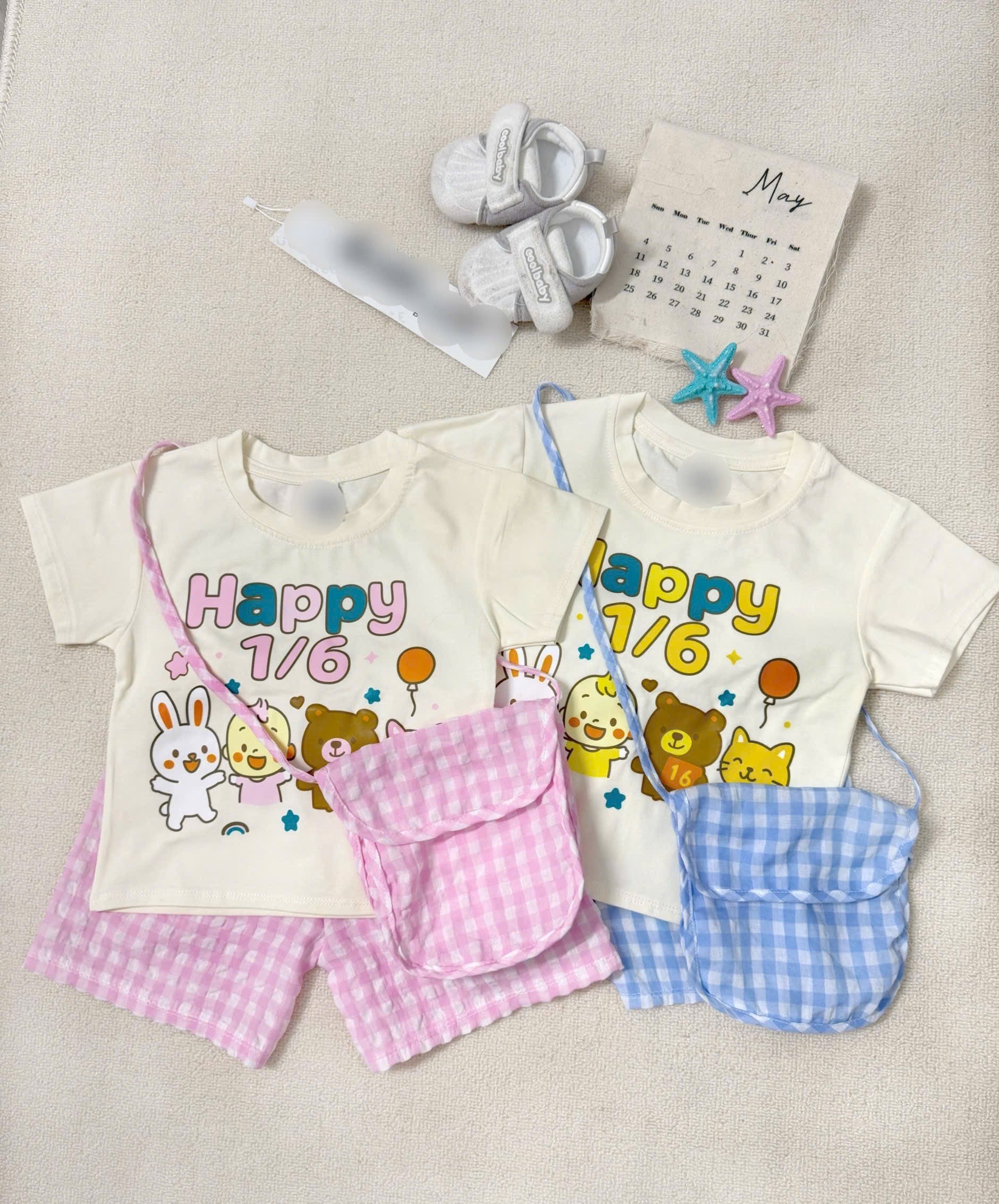 - BỘ ĐÙI BÉ HÌNH THÚ HAPPY 1/6 KÈM TÚI