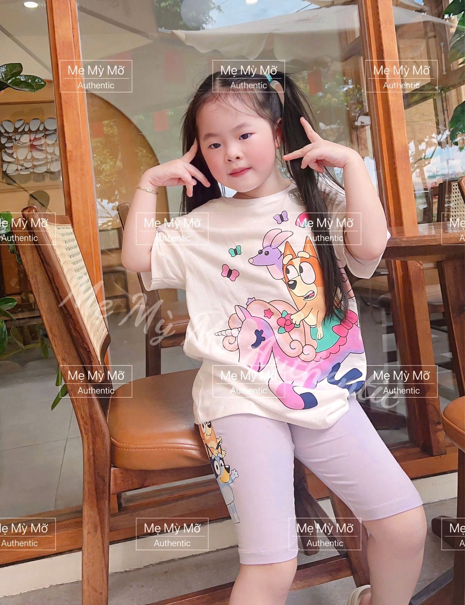 - BỘ BÉ GÁI ÁO TRẮNG BLUEY QUẦN NGỐ TÍM