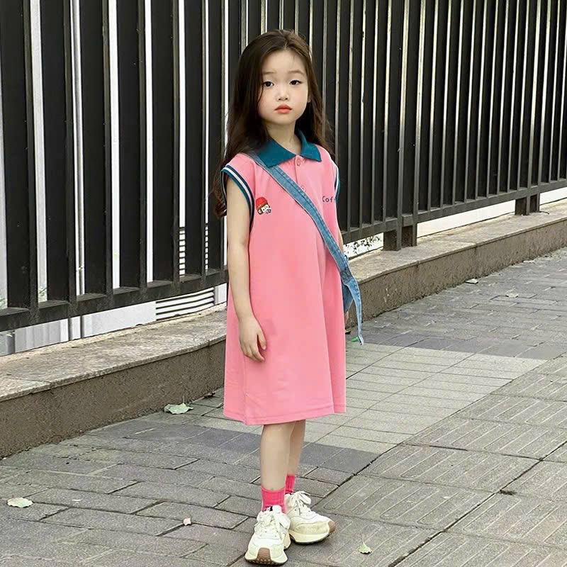 VÁY BÉ GÁI SIZE ĐẠI HỒNG CÔ GÁI CỔ XANH