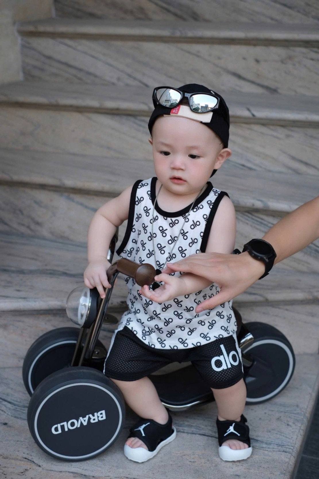 BỘ ĐÙI BÉ TRAI BA LỖ ALO QUẦN ĐEN PHỐI LƯỚI
