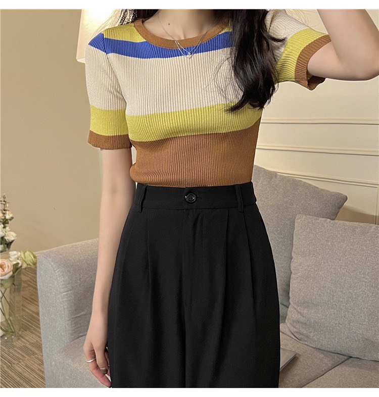 BÁN SỈ ÁO LEN PHỐI CỔ TRÒN 4 MÀU NỮ