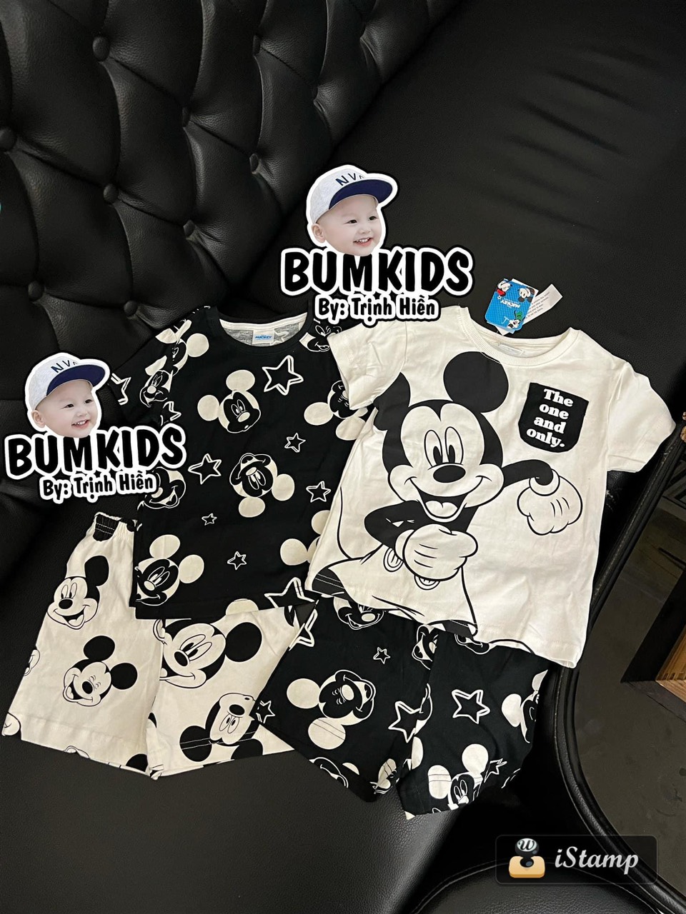SET 2 BỘ ĐÙI BÉ TRAI ĐEN TRẮNG MICKEY SAO