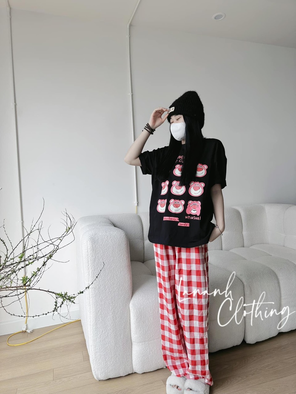 BỘ ÁO PHONG ĐEN 9 GẤU QUÀN KẺ