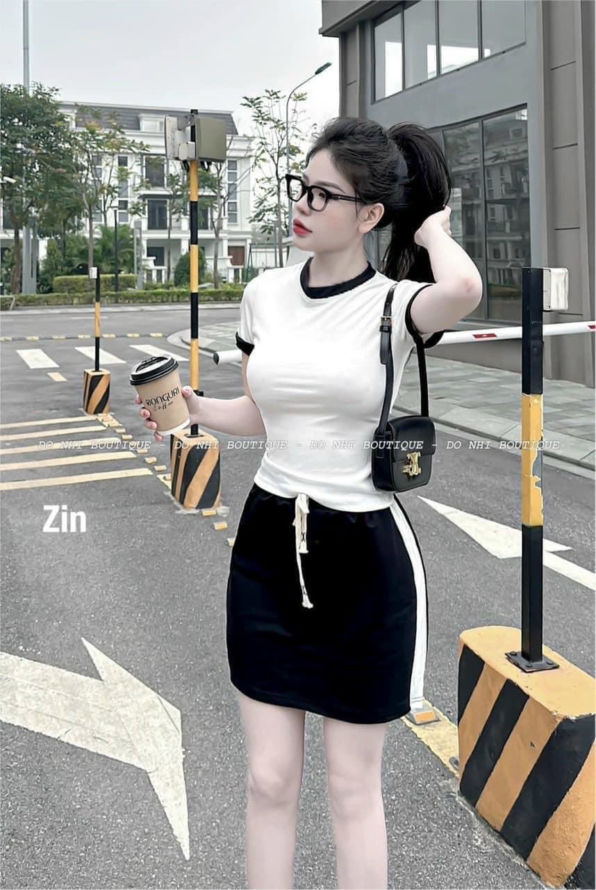 SET ÁO TRẮNG CV ĐEN TT