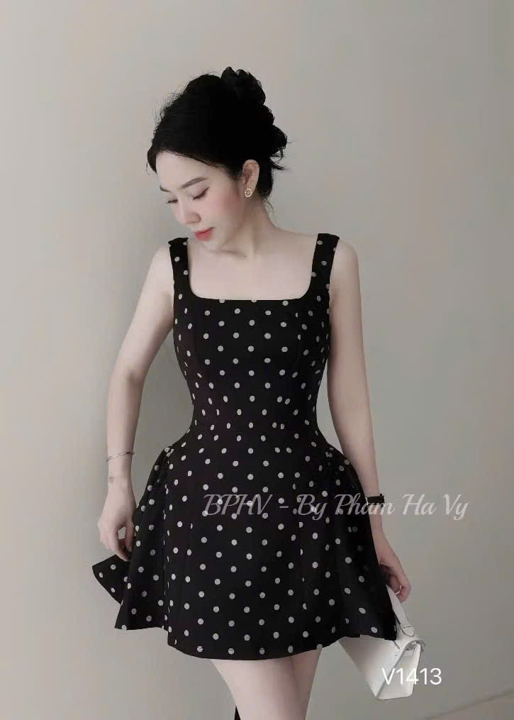 VÂY CUP NGỰC CHẤM BI 2 MÀU