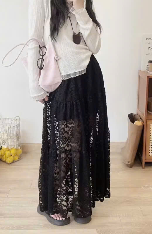 CHÂN VÁY REN MIDI M2560