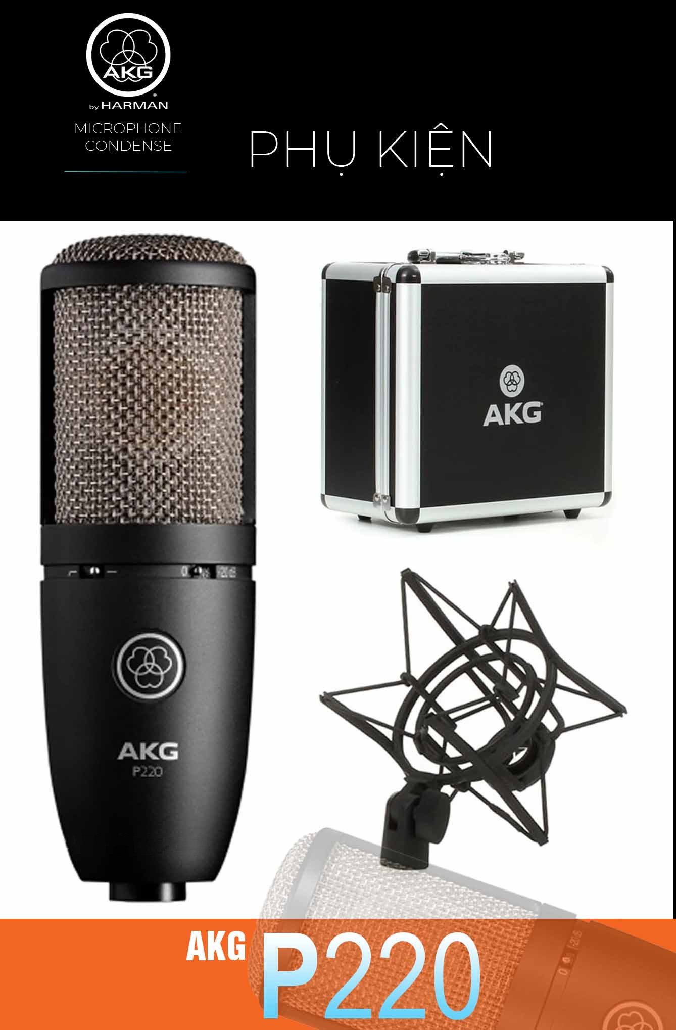 Micro thu âm AKG P220 - Mic thu âm cao cấp dành cho phòng thu, nhạc cụ, livestream chuyên nghiệp