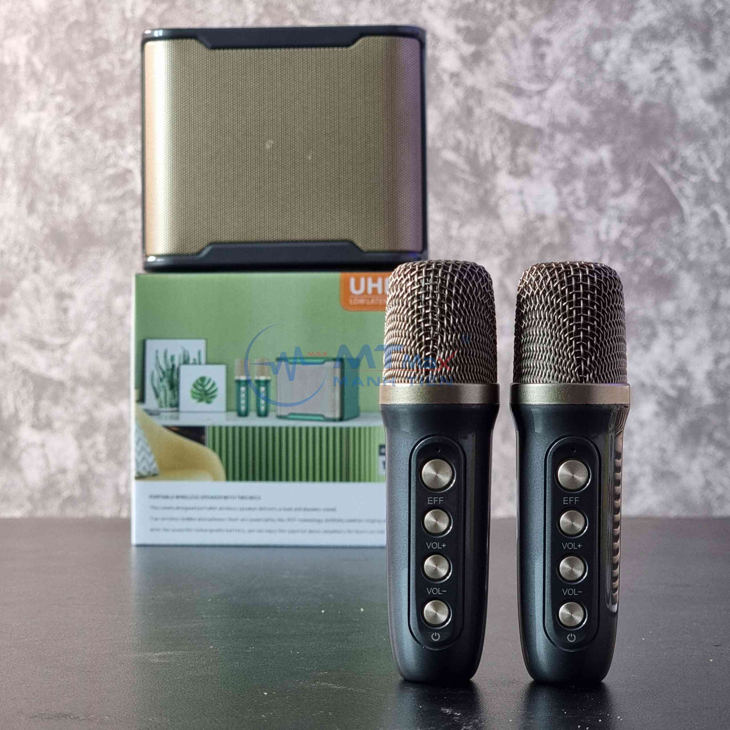Loa Bluetooth YS231 karaoke kèm 2 micro không dây mới 2023