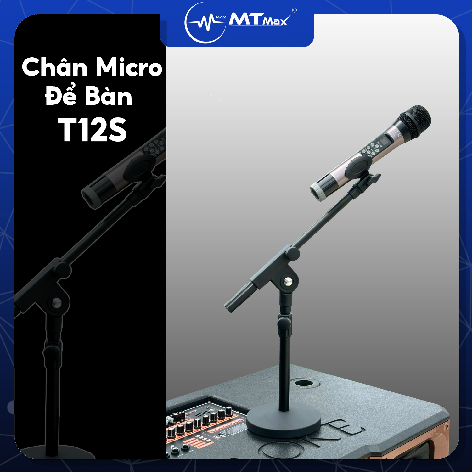 Bộ Chân Micro Để Bàn T12S - Giá Đỡ Micro Kim Loại Để Bàn Sử Dụng Cho Nhiều Loại Microphone Đa Năng, Có Thể Điều Chỉnh Chiều Cao Và Góc Độ Rất Thuận Tiện.