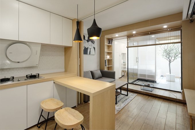 Căn hộ 31 m2 sáng trưng dù không có cửa sổ
