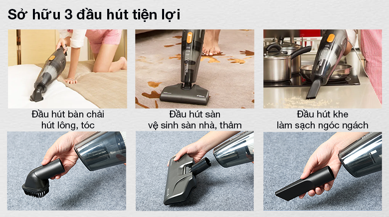 3 đầu hút tiện lợi