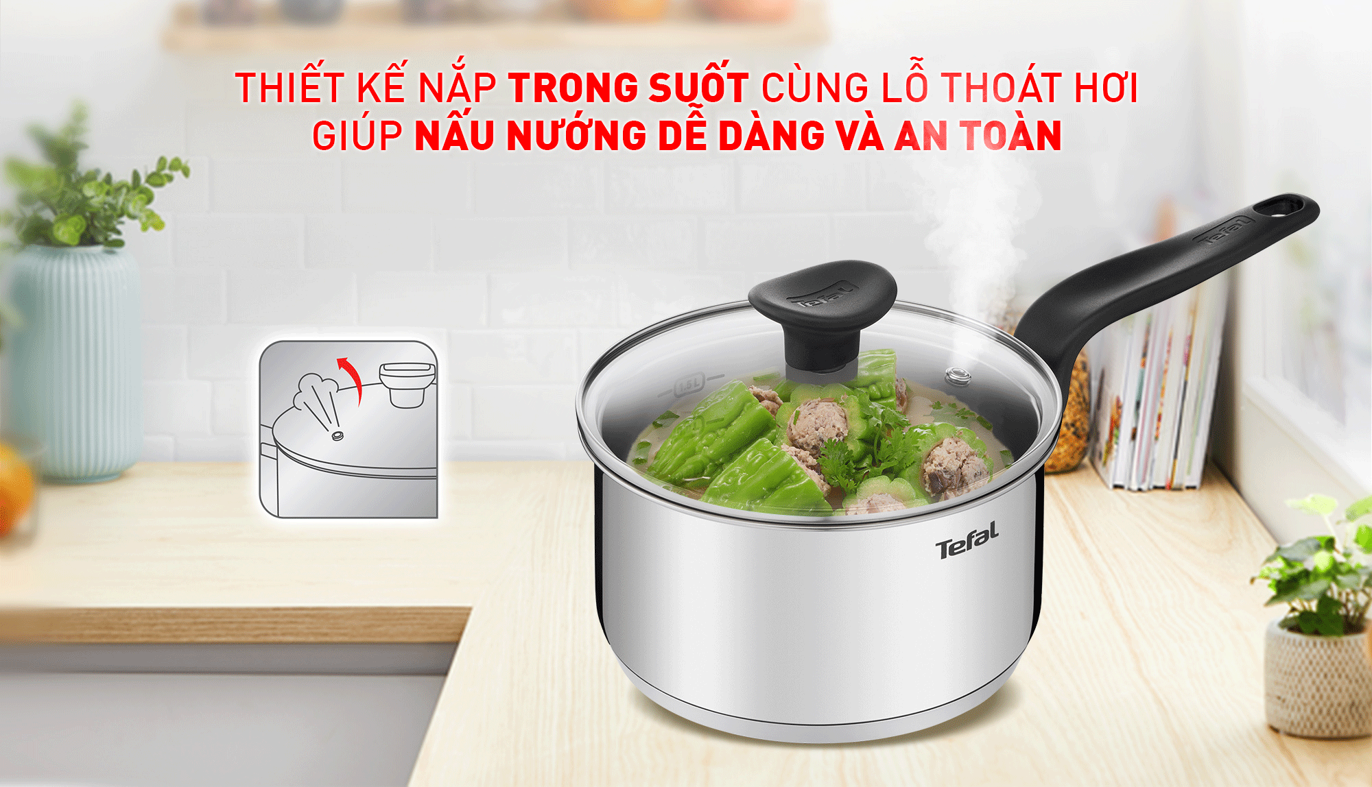 Bộ nồi inox Tefal Primary 16/18/20cm (E308S674)