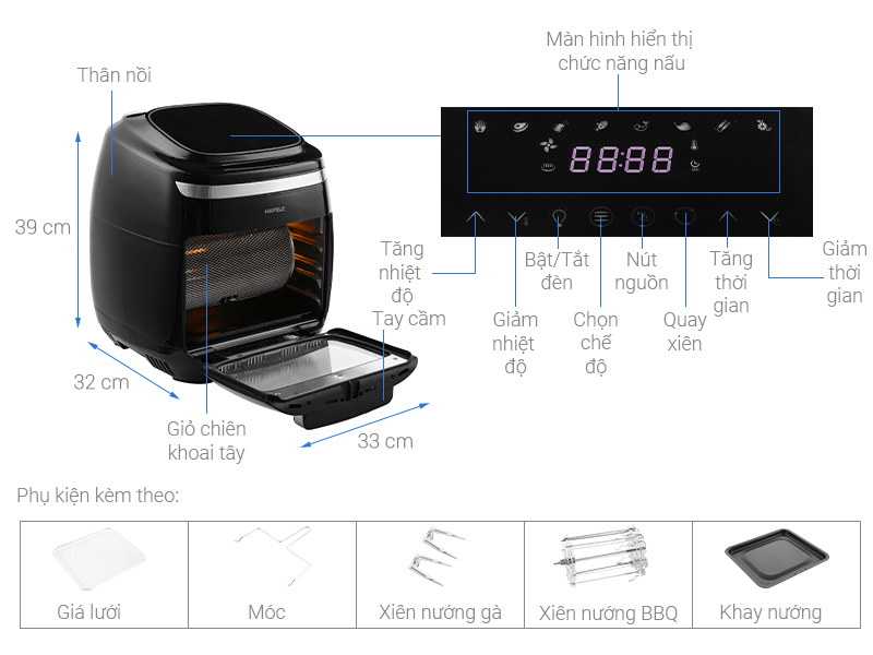 Nồi chiên không dầu Hafele AF-602A/ 535.43.711