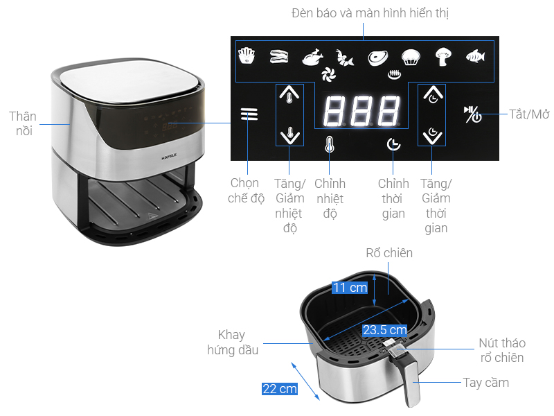 Nồi chiên không dầu Hafele AF-T5A/ 535.43.712