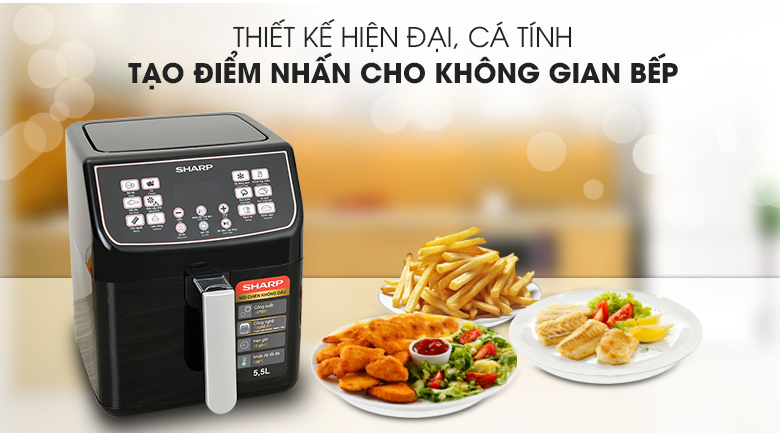 Nồi chiên không dầu Sharp KF-AF55EV-BK