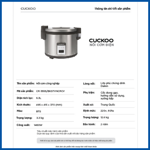 Nồi cơm điện Cuckoo CR-3521/BKSTVNCV 6.3L