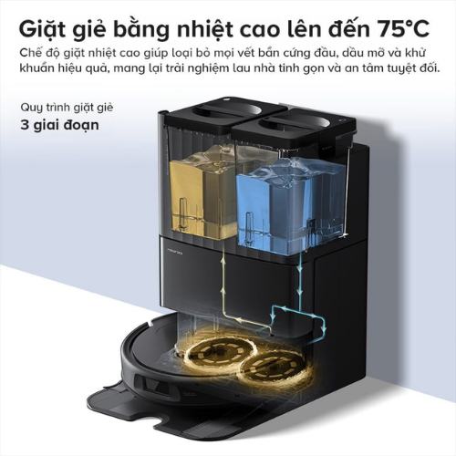 Robot hút bụi lau nhà Roborock Q Revo S Pro - giựt giẻ lau lên đến 75 độ