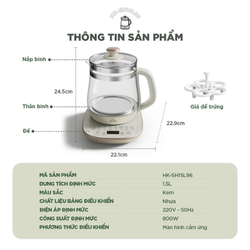 Thông tin Máy pha trà Bear 1.5L HK-5H15L96