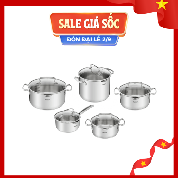 Bộ 5 nồi inox Tefal Duetto Plus G719SA55 (quánh 16cm, nồi 18/20/22/24cm)