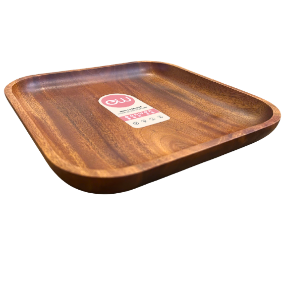 Dĩa vuông gỗ xà cừ Eonwon 25cm DC-EW303