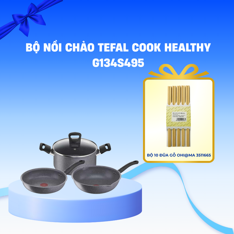 Bộ Nồi Chảo Tefal Cook Healthy G134S495