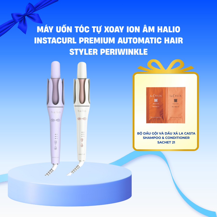 Máy Uốn Tóc Tự Xoay Ion Âm Halio instaCurl Premium Automatic Hair Styler Periwinkle
