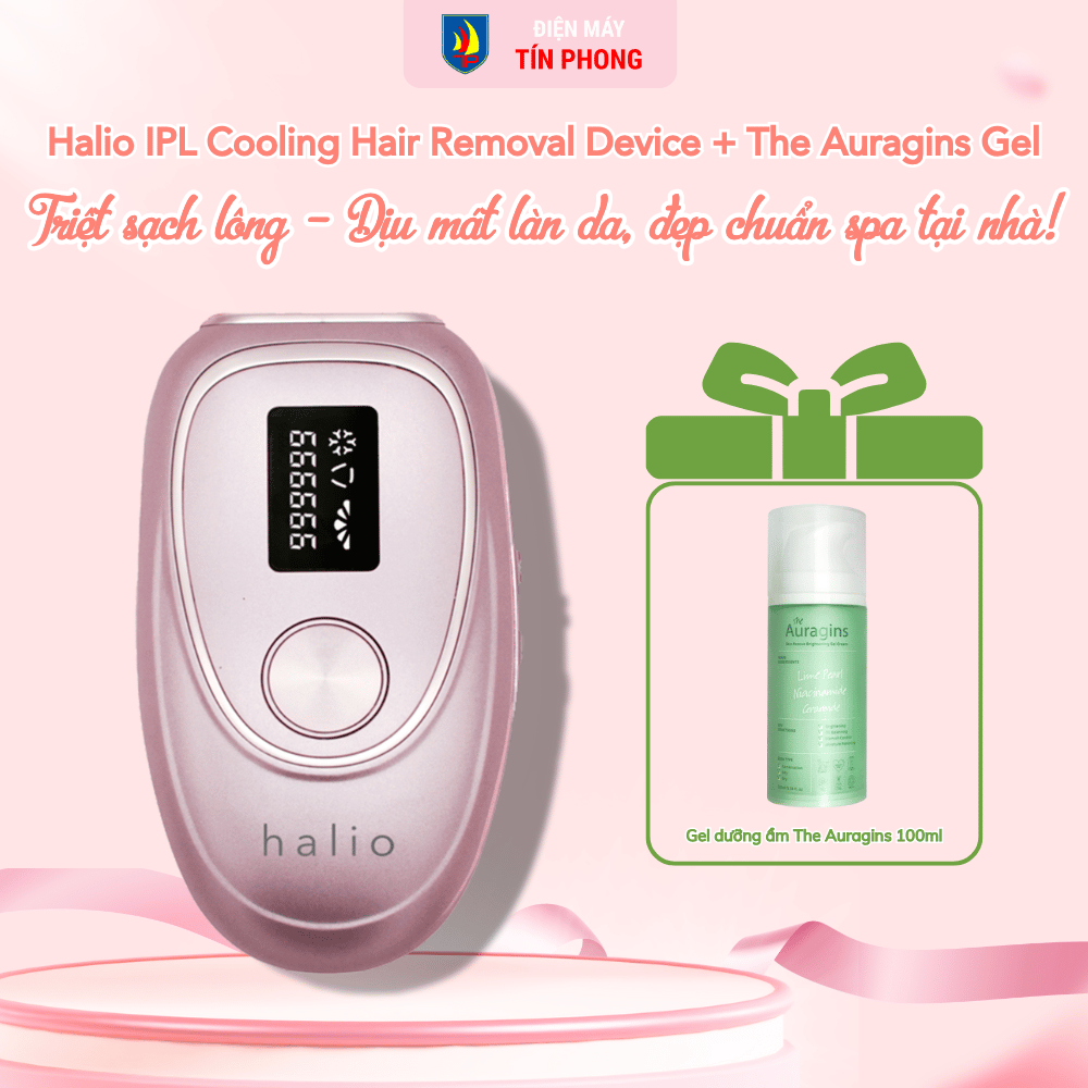 [Kèm Gel dưỡng ẩm The Auragins 100ml] Máy Triệt Lông Lạnh Cá Nhân Halio IPL Cooling Hair Removal Device