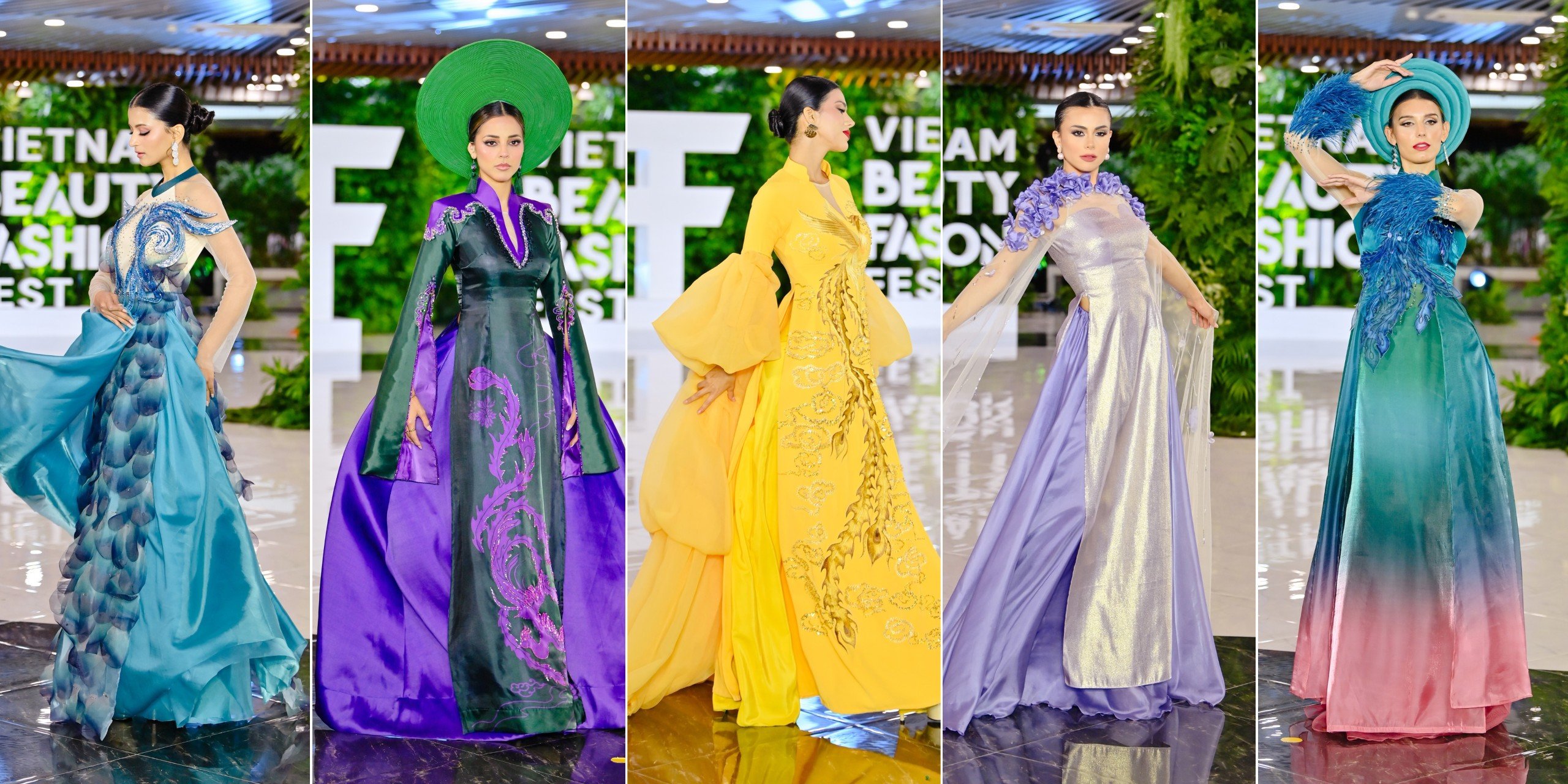 Thí sinh Miss Grand International 2023 hóa thân thành tiên nữ trên sàn diễn Vietnam Beauty Fashion Fest 6 trong BST “Trầm Ngư Lạc Nhạn”