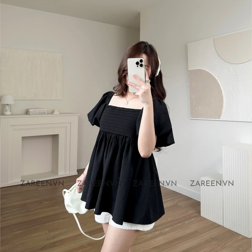 ÁO BABYDOLL XẾP LY NGỰC TAY PHỒNG ZAREEN VOA118