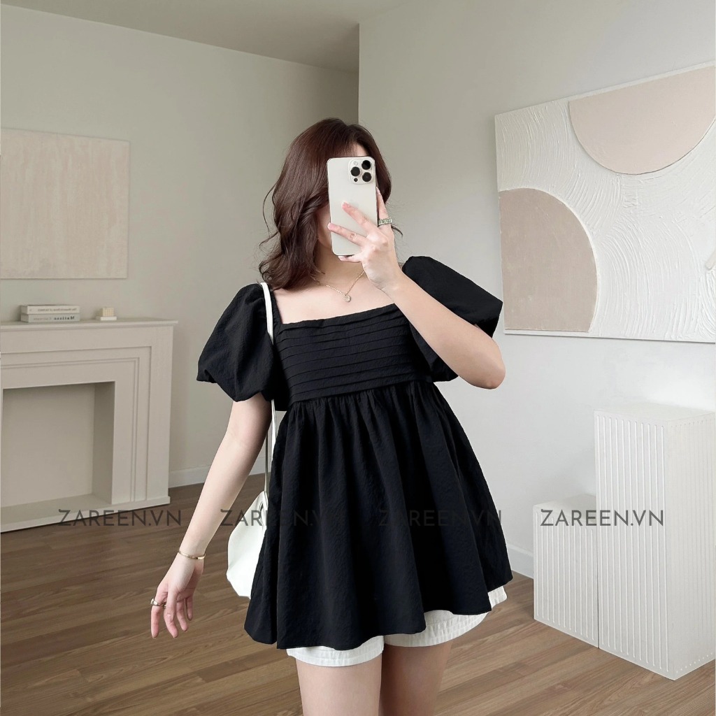 ÁO BABYDOLL XẾP LY NGỰC TAY PHỒNG ZAREEN VOA118