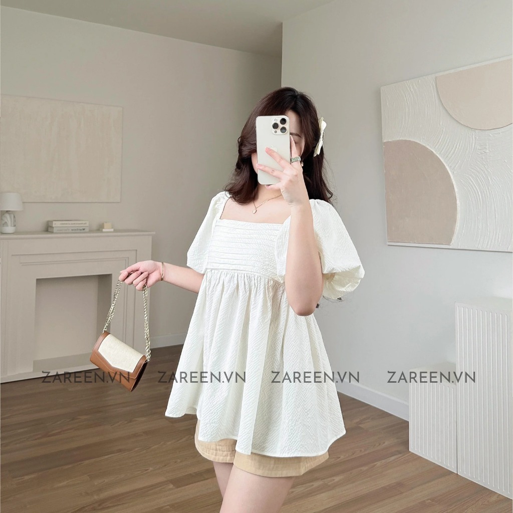 ÁO BABYDOLL XẾP LY NGỰC TAY PHỒNG ZAREEN VOA118