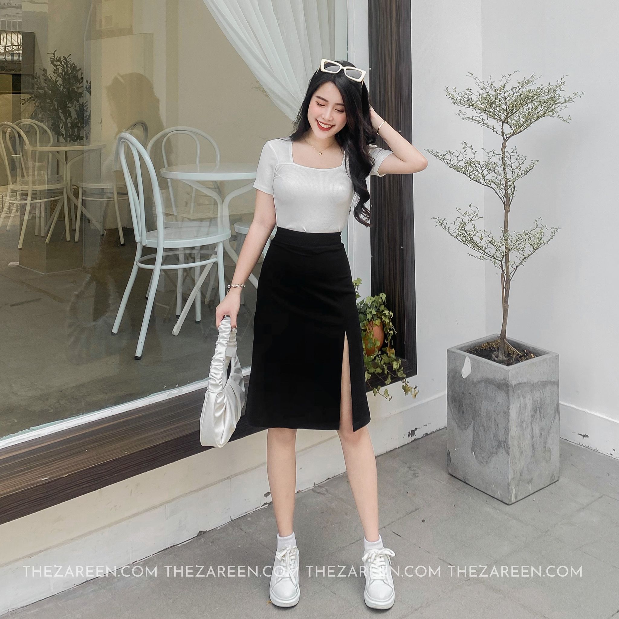 Croptop đen tay dài chân váy trắng basic ôm eo cột dây tôn dáng chất thun  trendy thời trang nữ carrotxinhdep - Áo sơ mi nữ | ThờiTrangNữ.vn