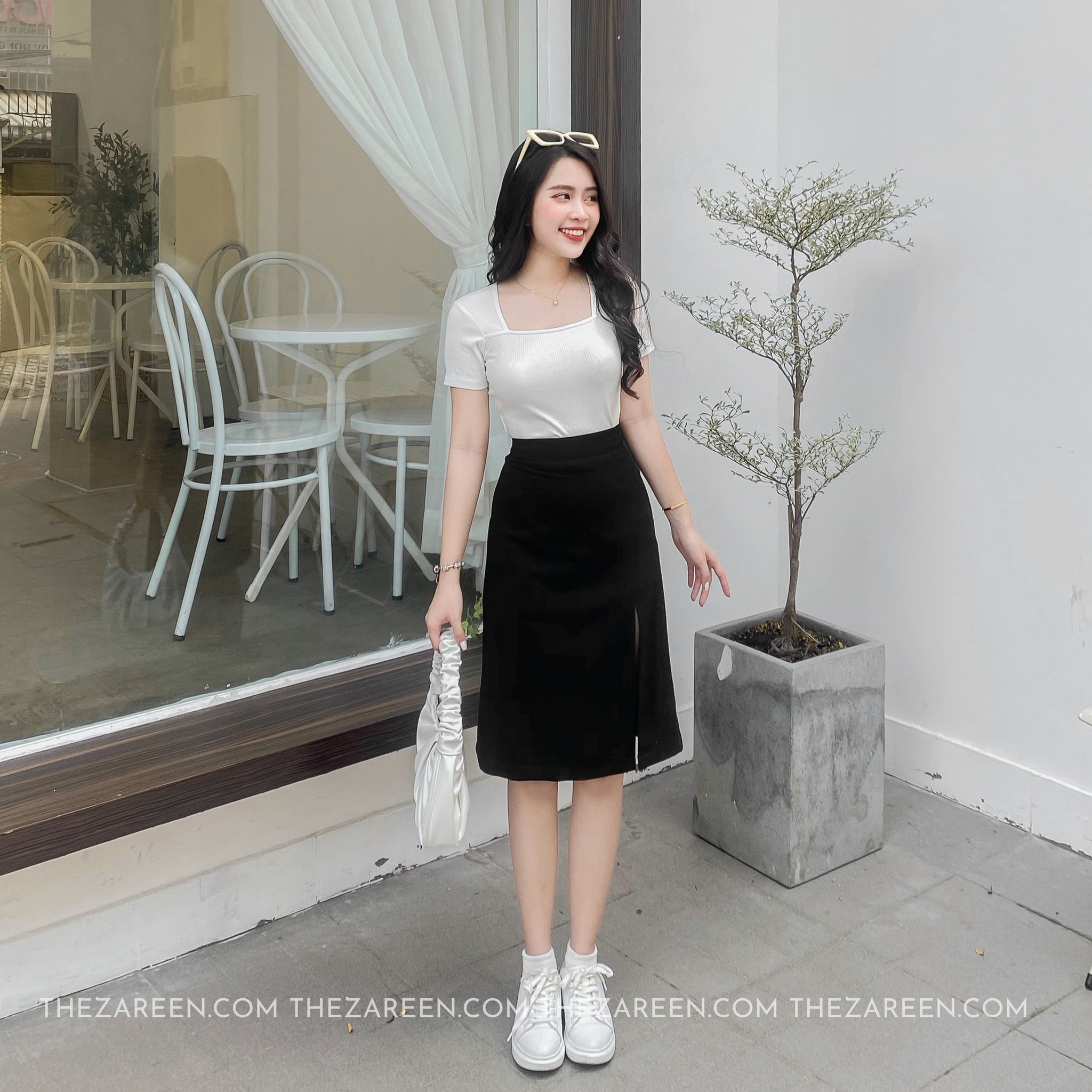 Chân váy chữ A vạt bầu, chân váy ngắn lưng cao ôm bó sát body màu đen V450  | Shopee Việt Nam