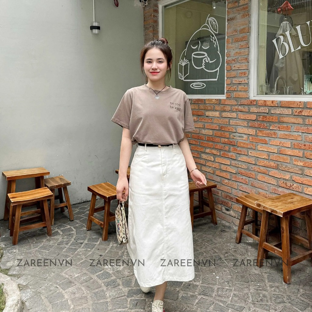 Set Áo Và Chân Váy Thun Xẻ Tà Rút Dây