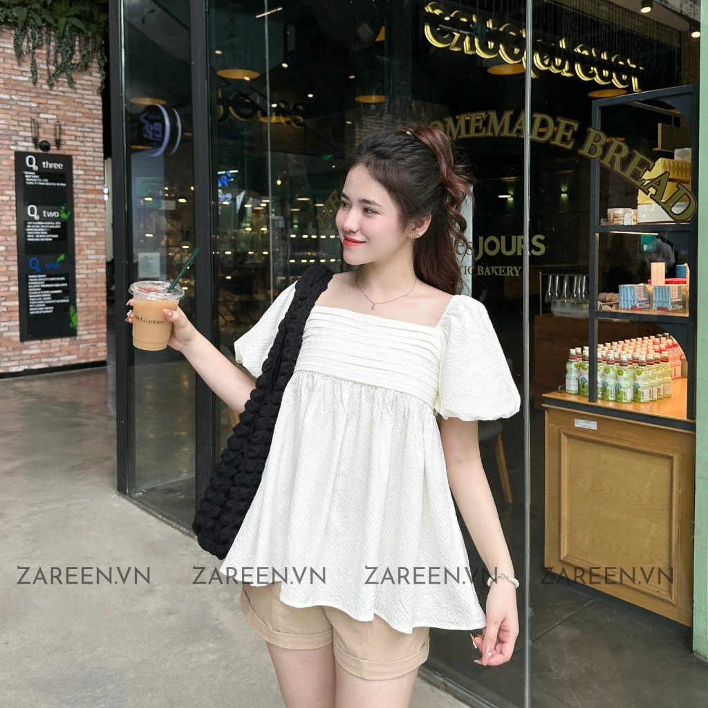 ÁO BABYDOLL XẾP LY NGỰC TAY PHỒNG ZAREEN VOA118