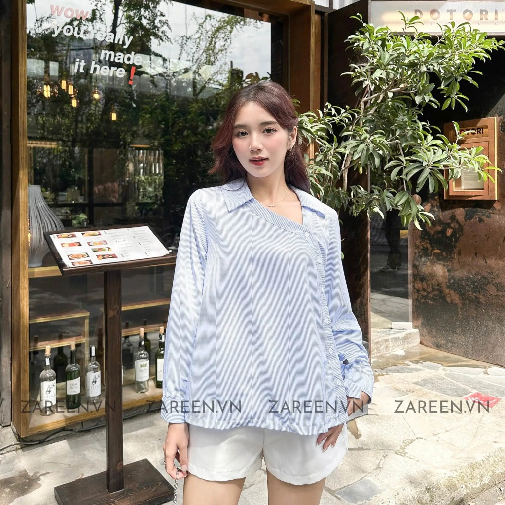 ÁO SƠ MI CỔ LỆCH ZAREEN SOM72