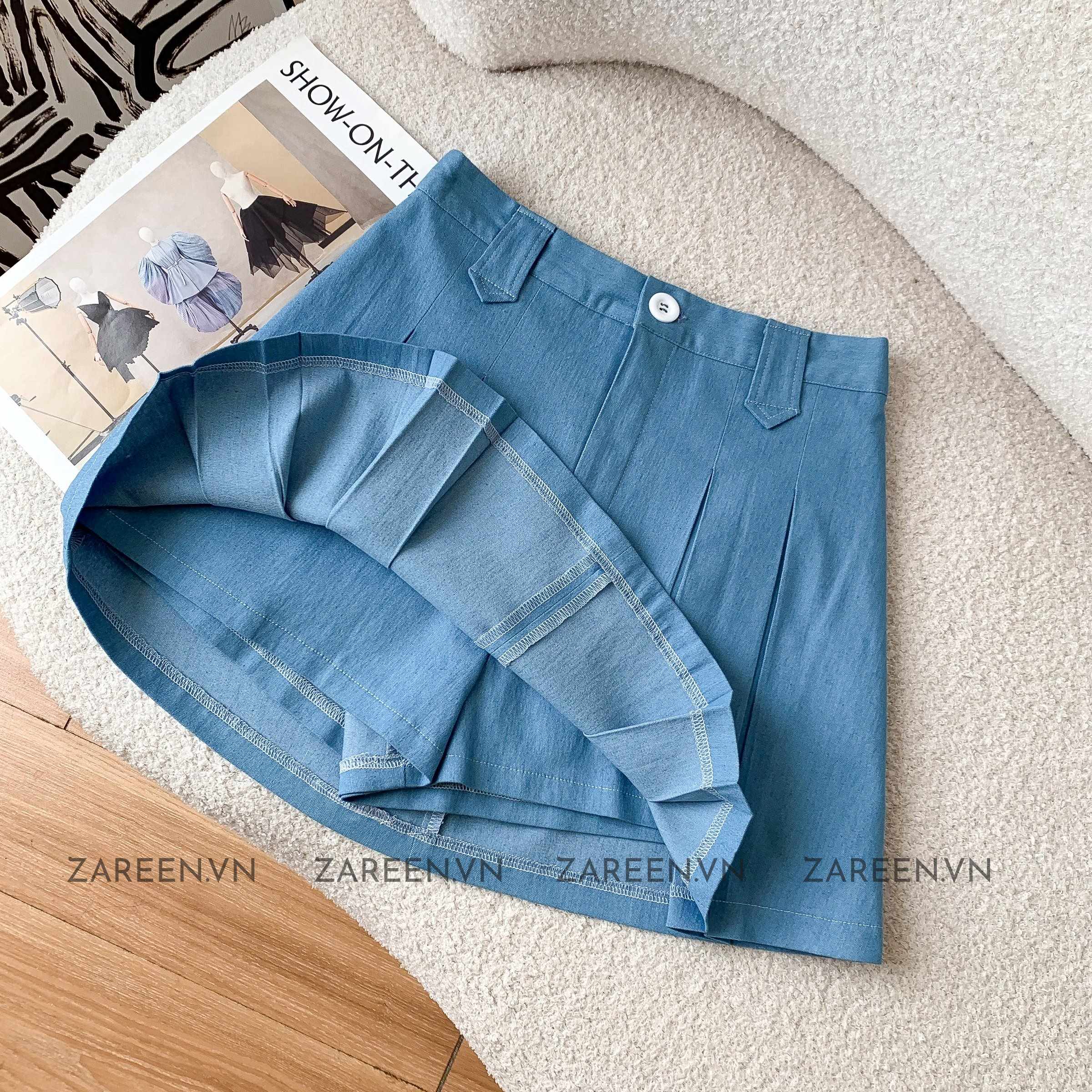 CHÂN VÁY DENIM XẾP LY ZAREEN VAA47