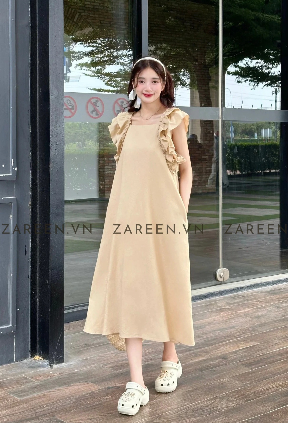 ĐẦM LINEN DÁNG DÀI TAY BÈO ZAREEN DAX84