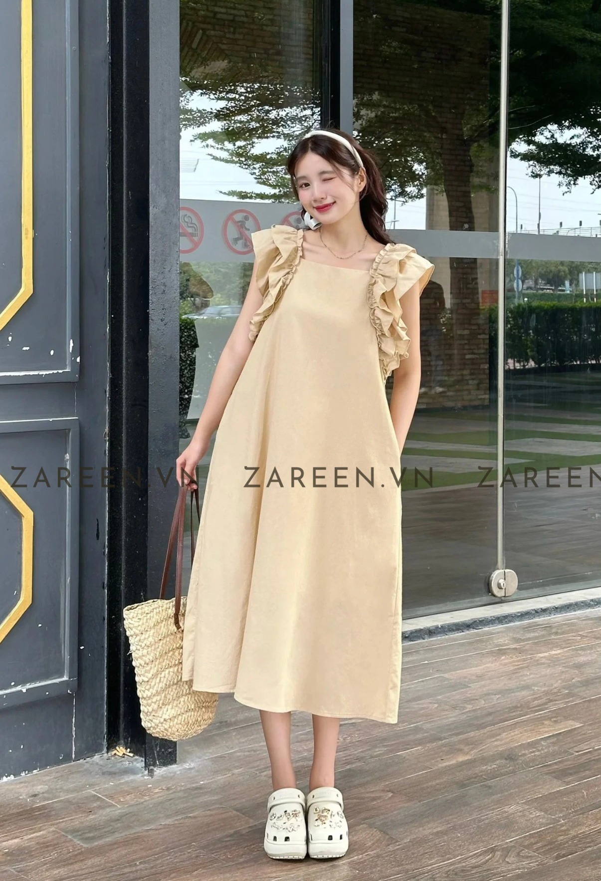 ĐẦM LINEN DÁNG DÀI TAY BÈO ZAREEN DAX84