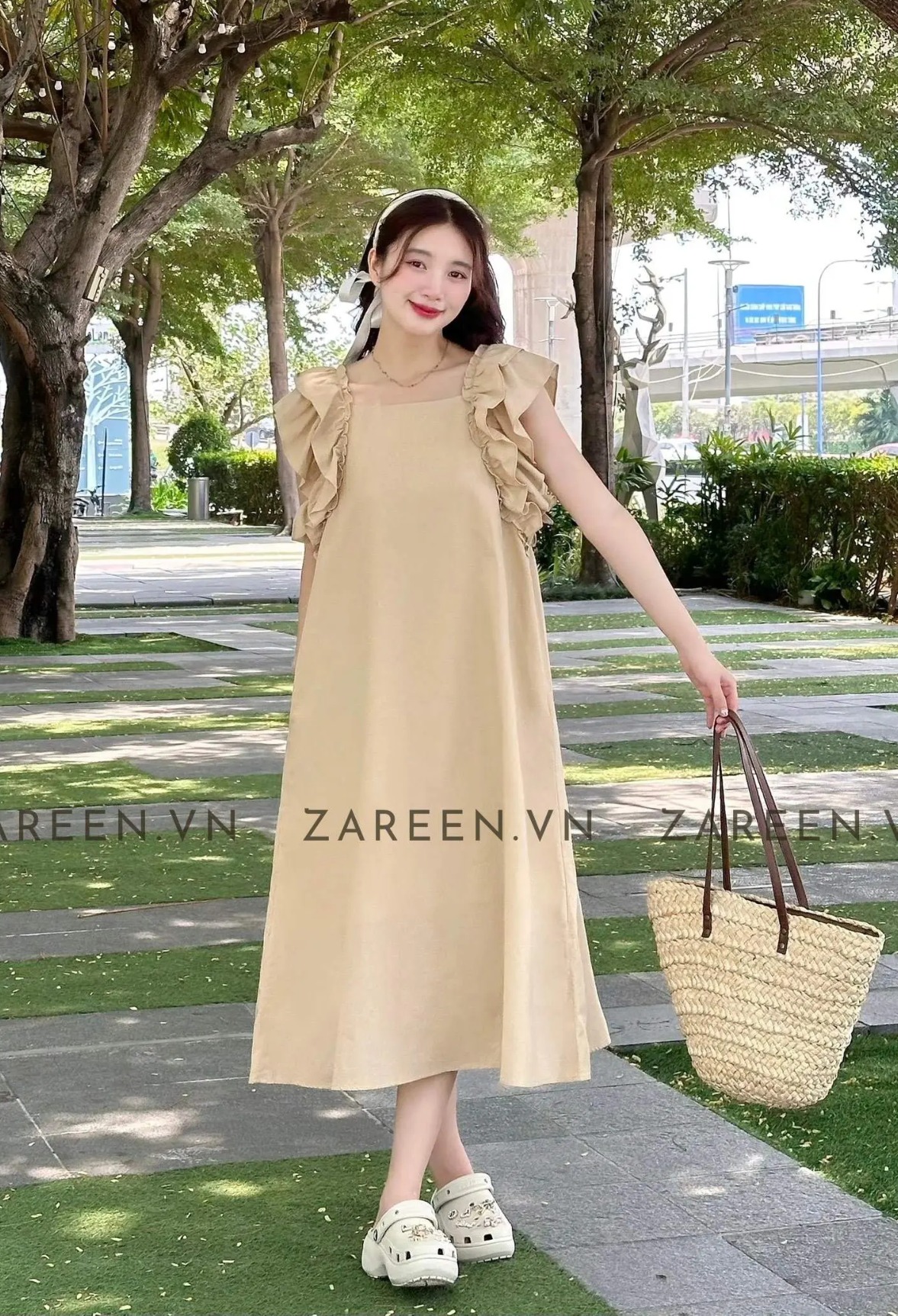 ĐẦM LINEN DÁNG DÀI TAY BÈO ZAREEN DAX84