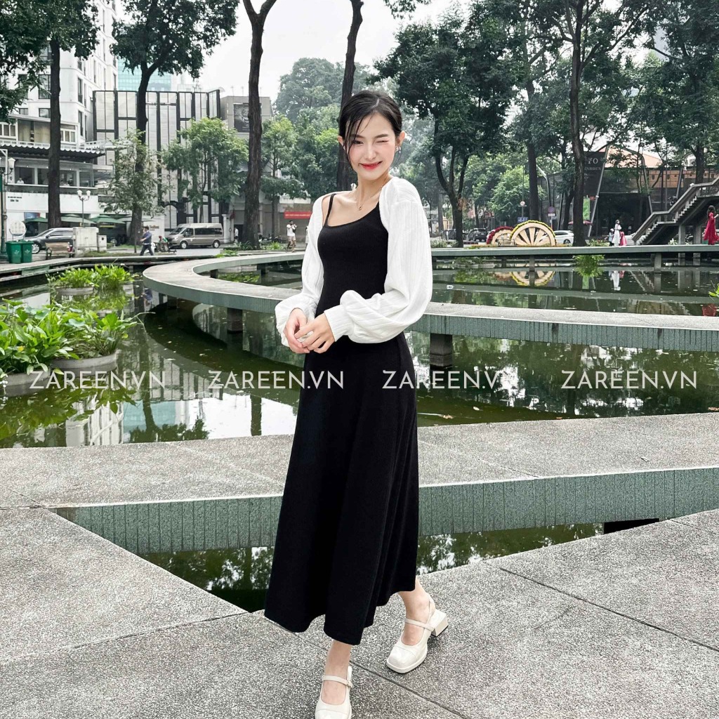 Váy 2 dây, đầm babydoll nữ dáng dài đen trắng hai dây vintage phong cách  Ulzzang LALY V05 - Đầm suông | ePrice.vn