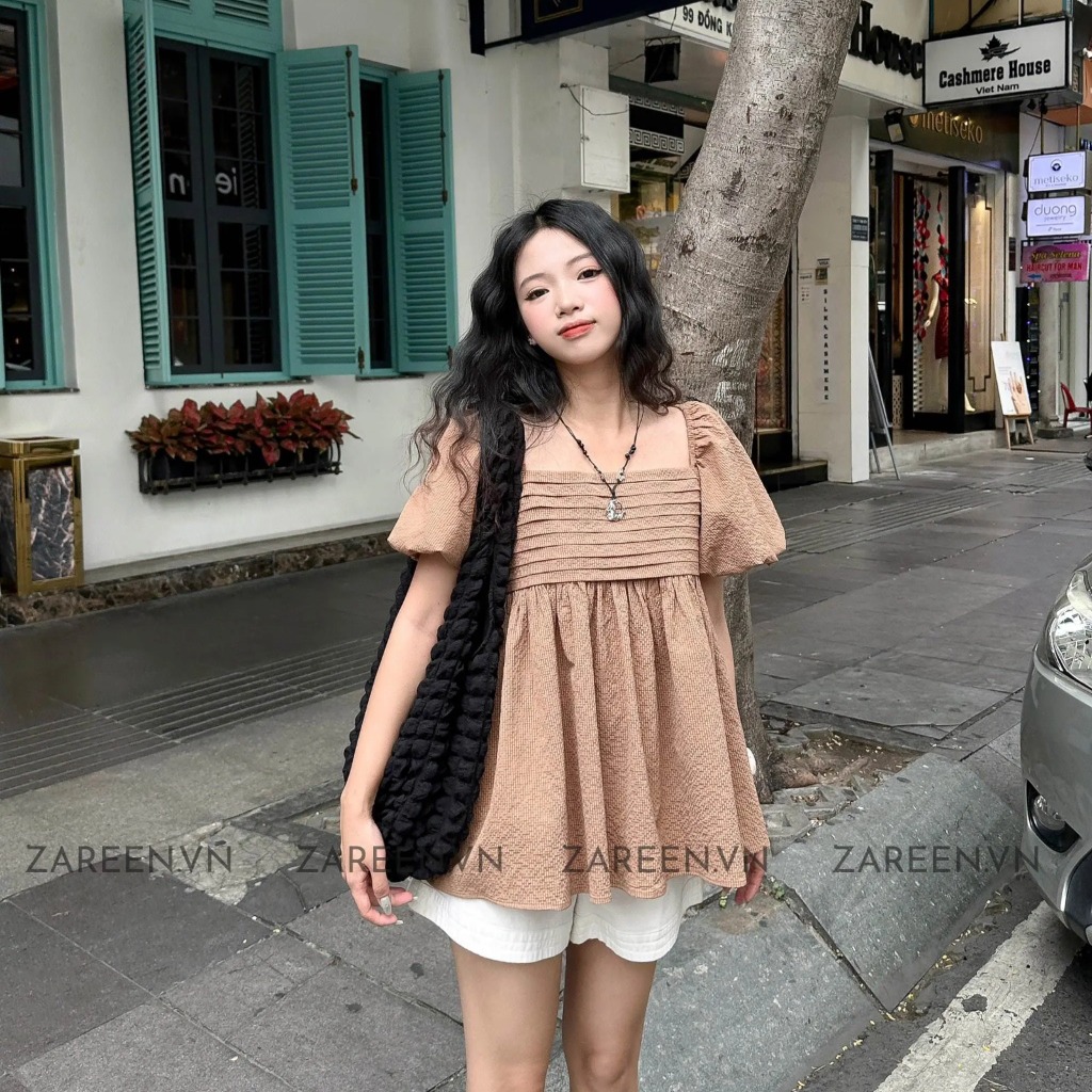 ÁO BABYDOLL XẾP LY NGỰC TAY PHỒNG ZAREEN VOA118