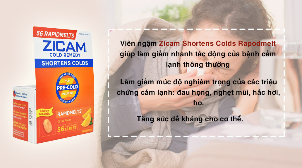 Viên Ngậm Ngừa Cảm Zicam Shortens Colds Rapidmelt 56 Viên