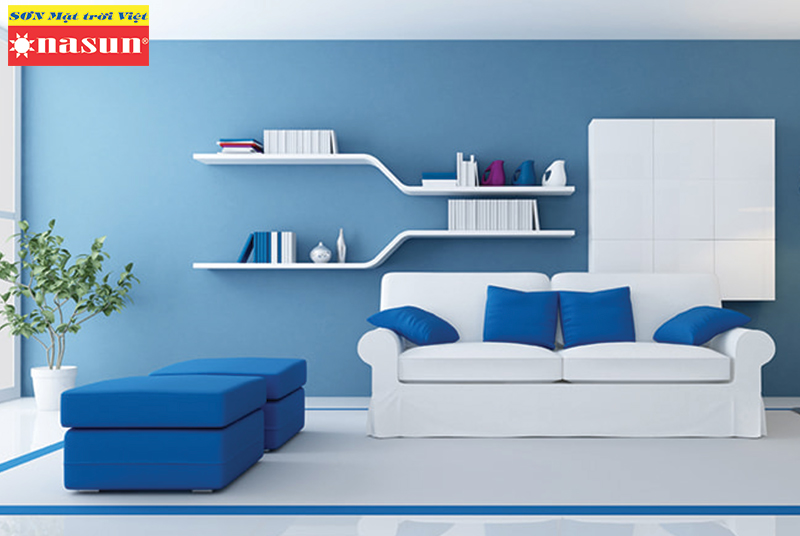 Sơn nội thất màu xanh dương sơn phòng khách màu xanh dương đẹp và nhẹ nhàng