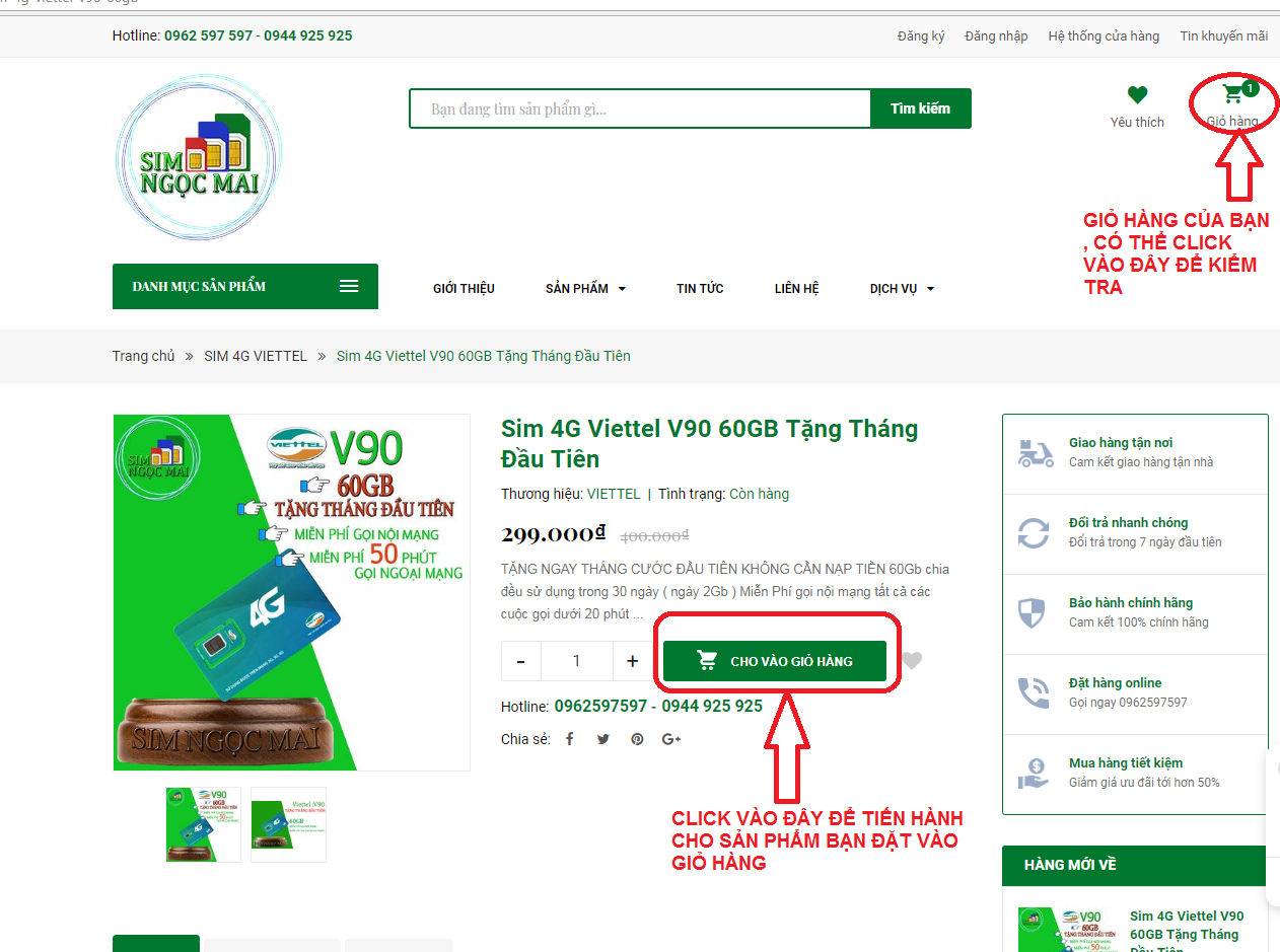 Hướng Dẫn Mua Hàng Trên Website SIMNGOCMAI.COM