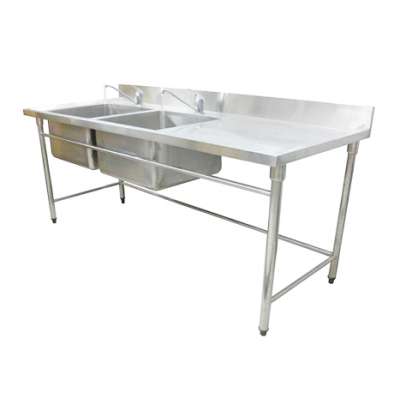 Chậu rửa 2 hố inox kèm bàn lệch phải