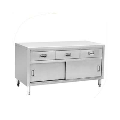 Quầy inox 2 cửa lùa kèm ngăn kéo