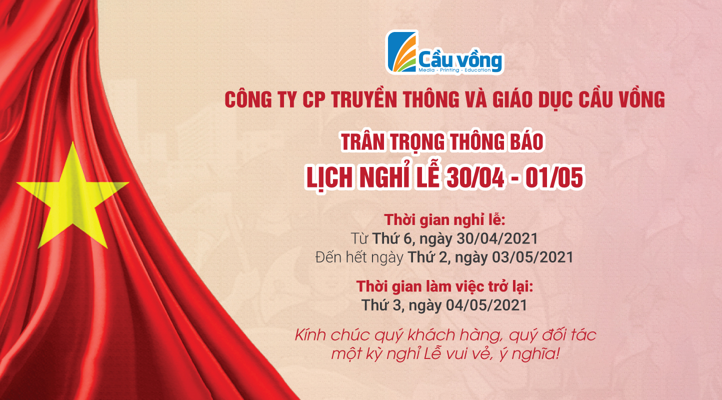 THÔNG BÁO NGHỈ LỄ 30/04 - 01/05