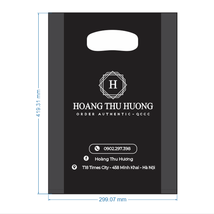 Túi nilon PE đen In mực trắng