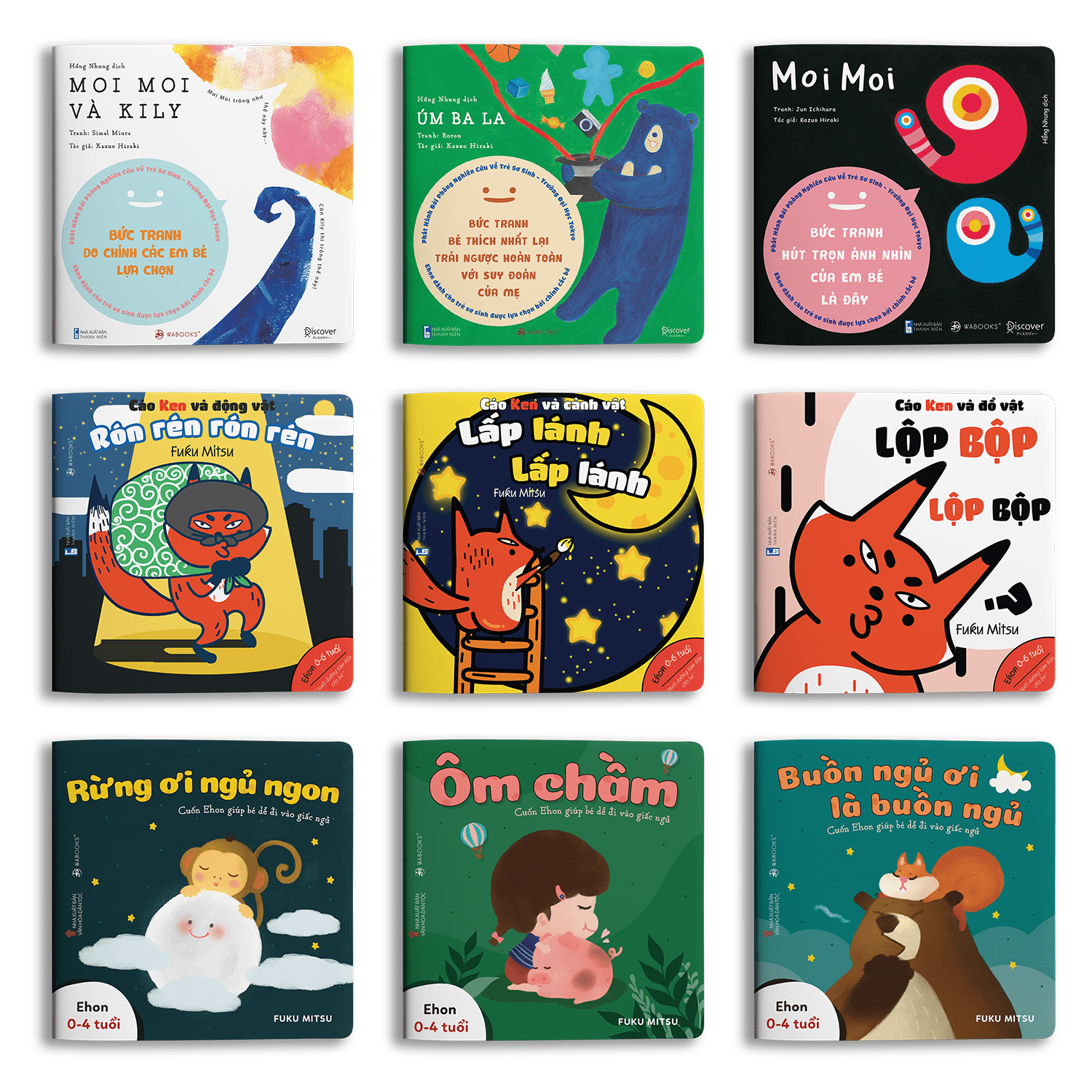 Combo 9 cuốn Moi moi Âm thanh Buồn ngủ - Cho bé 0 - 2 tuổi